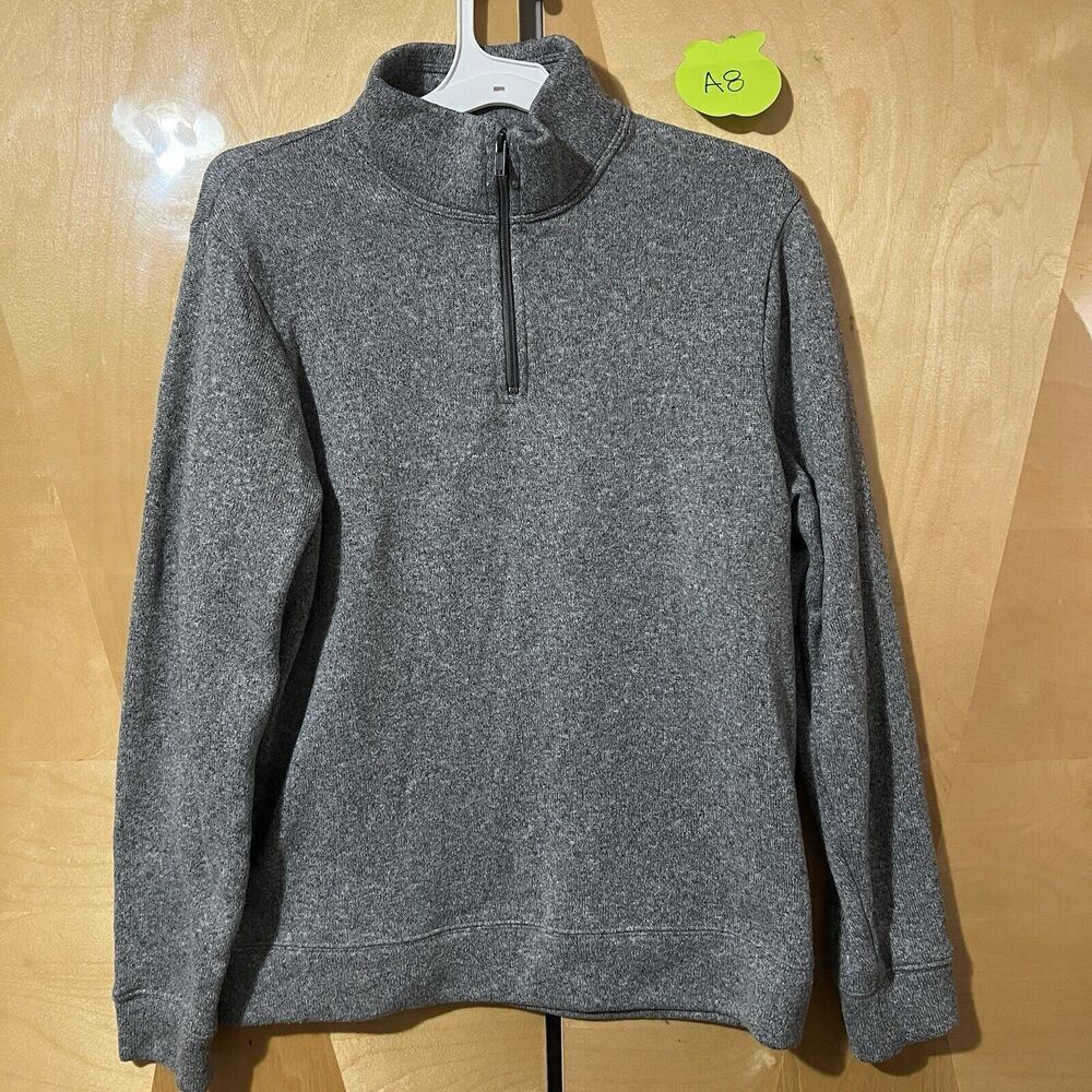 Old Navy Mens Sweater L Large Light Gray Quarter Zip Basics Long Sleeve